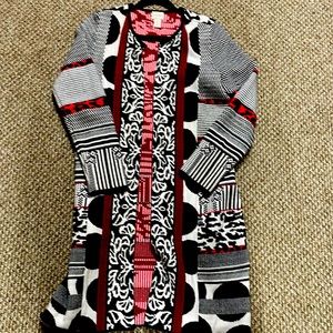 Chico’s cotton blend long jacket in monochromatic colors